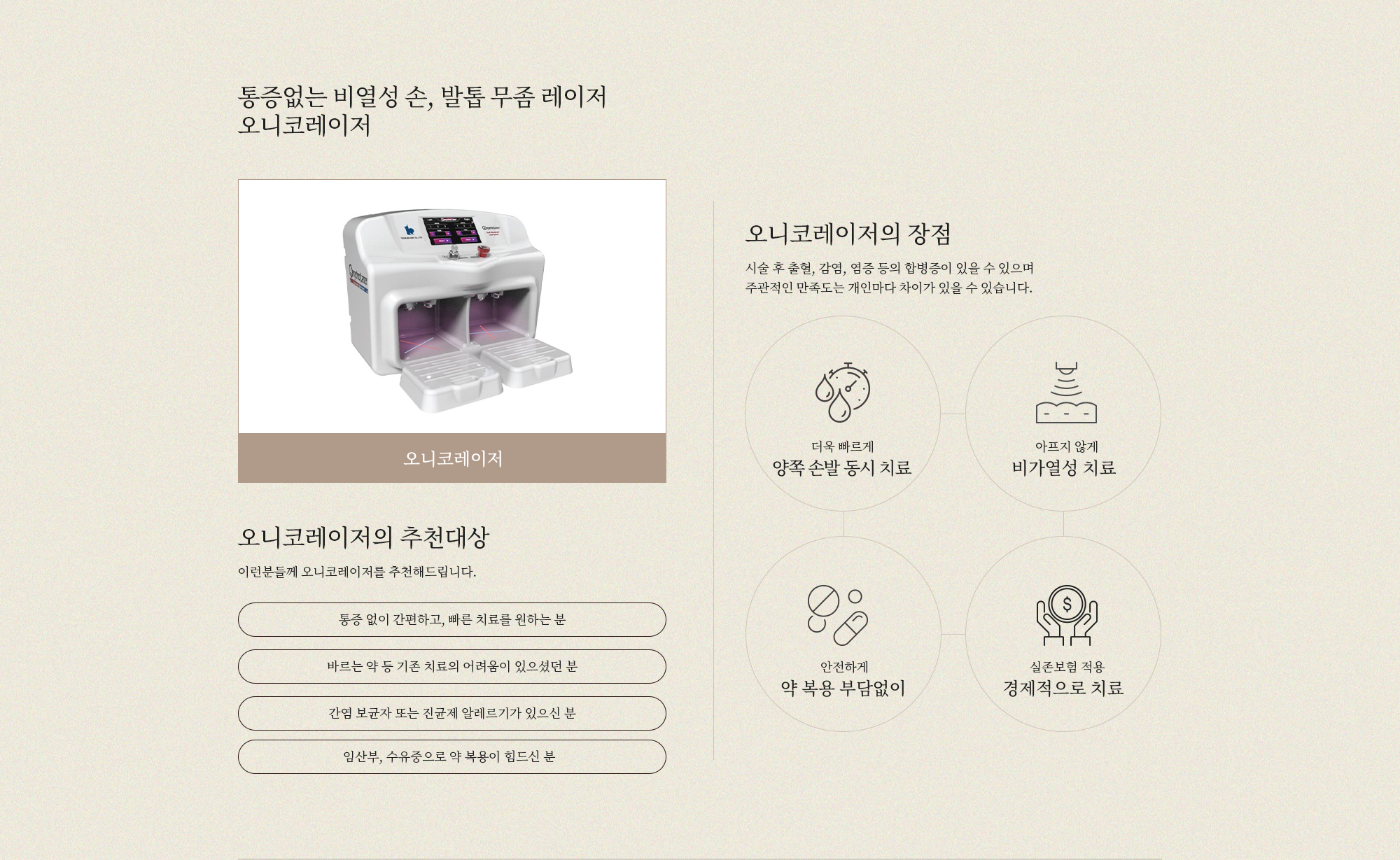 통증없는 비열성 손, 발톱 무좀 렝이저 오니코레이저